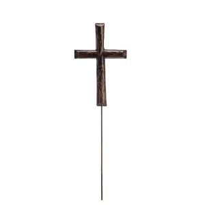 250018541BR 250018541BR (EA) - Brown 9"H × 5 3/4'W Resin Wood-Look Cross on 21"OAH Pick