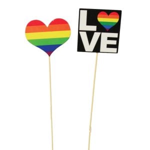 250930661AS 250930661AS (DZ) - Multi 2 3/4"-3"H Wood Pride Heart/"Love" Picks-2 Asst
