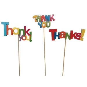 250930664AS 250930664AS (DZ) - Multicolour 4"W X 20"OAH "Thank You" & "Thanks" Pick-3 Asst