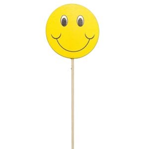 250930686YL 250930686YL (DZ) - Yellow 3"DIA Happy Face on 21"H Wood Pick