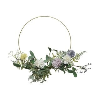 290801376GD (EA) - Gold 15 3/4"DIA Design Ring w/Mixed Greens & Flowers