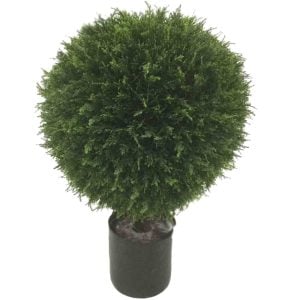 3300P7133GR 3300P7133GR (EA) - Green 30"H X 20"OAD Cedar Ball Topiary w/Black Plastic Pot