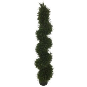 3300P7135GR 3300P7135GR (EA) - Green 60"H Spiral Cedar Topiary w/Black Plastic Pot
