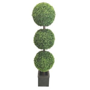 N5006 3300P7734GR (EA) - Green 62"H Boxwood Three Ball Topiary