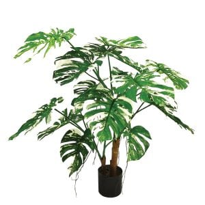 3300P7848GRWH 3300P7848GRWH (EA) - Green/White 39"H PVC A-Split Philodendron Plant w/24 Leaves