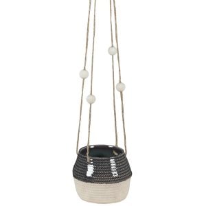 4303052HPBK0302 4303052HPBK0302 (EA) - Black 3 1/2"H X 2 3/4"DIA Hanging Pottery Planter w/Rope