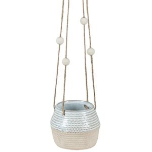 4303053HPWH0302 4303053HPWH0302 (EA) - White 3 1/2"H X 2 3/4"DIA Hanging Pottery Planter w/Rope