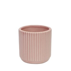 430A11238PK0303 430A11238PK0303 (EA) - Matte Pink 3"H × 3"DIA Dolomite Ribbed Loma Pot