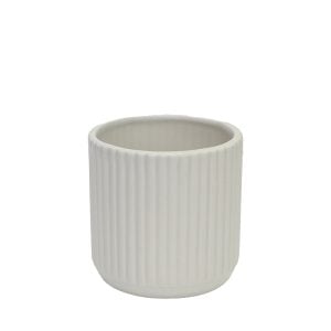 430A11238WH0303 430A11238WH0303 (EA) - Matte White 3"H × 3"DIA Dolomite Ribbed Loma Pot