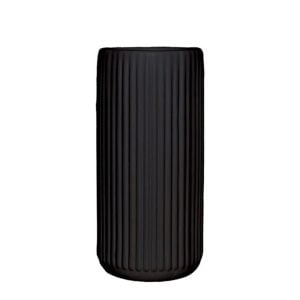 430A11239BK0604 430A11239BK0604 (EA) - Matte Black 6"H × 4"DIA Dolomite Ribbed Loma Vase