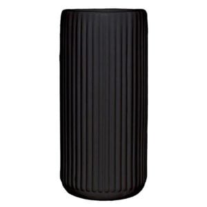 430A11240BK0804 430A11240BK0804 (EA) - Matte Black 8"H × 4"DIA Dolomite Ribbed Loma Vase