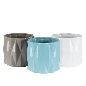 433106CBZAS0606 433106CBZAS0606 (CS 6) - Cool Breeze 6 1/4"H X 6 1/4"DIA Pottery Geodesic Pots-3 Asst