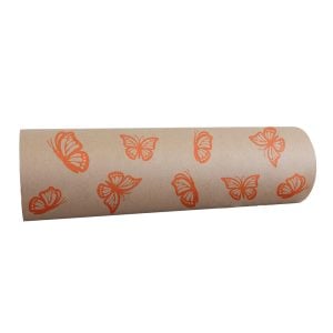 850024KBFBGOR 850024KBFBGOR (ROLL) - Kraft/Orange 24"W × 750'L Butterfly Print Counter Paper Roll