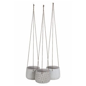 4303059HPGY0404 4303059HPGY0404 (SET 3) - Grey/White 4 1/2"H X 4 1/2"DIA Cement Hanging Planters-3Asst