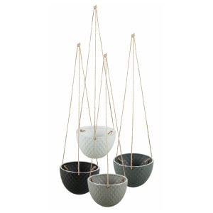 4303069EGAS0304 4303069EGAS0304 (SET 4) - 3 1/2"H X 4 3/4"DIA Ceramic Hanging Pots w/17"L Rope-4 Asst