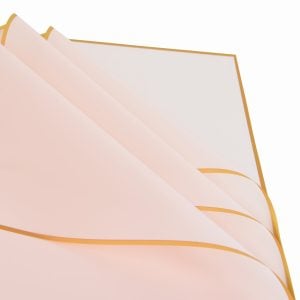 85000KP06PK 85000KP06PK (PKG 50) - Light Pink/Gold Edge 23"L × 23"W Korean Flat Wrap