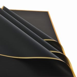 85000KP08BK 85000KP08BK (PKG 50) - Black/Gold Edge 23"L × 23"W Korean Flat Wrap