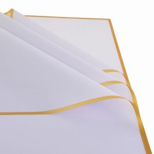 85000KP13LV 85000KP13LV (PKG 50) - Lilac/Gold Edge 23"L × 23"W Korean Flat Wrap