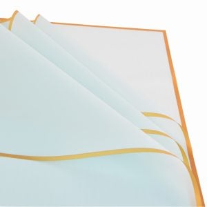 85000KP15LB 85000KP15LB (PKG 50) - Light Blue/Gold Edge 23"L × 23"W Korean Flat Wrap