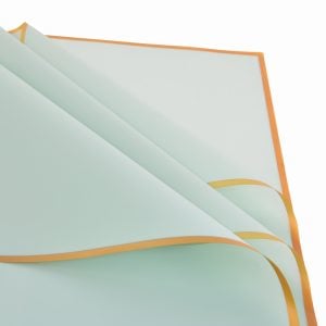 85000KP16GR 85000KP16GR (PKG 50) - Pastel Green/Gold Edge 23"L × 23"W Korean Flat Wrap