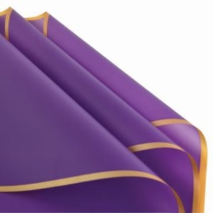 85000KP19PU 85000KP19PU (PKG 50) - Deep Purple/Gold Edge 23"L × 23"W Korean Flat Wrap
