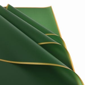 85000KP23GRGR 85000KP23GRGR (PKG 50) - Hunter Green/Gold Edge 23"L × 23"W Korean Flat Wrap