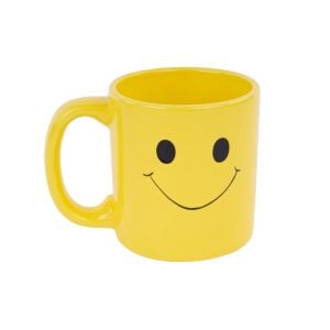 41-0CB1140-YL-03-03 410CB1140YL0303 (BX 6) - Yellow 3 3/4"H × 3 1/2"DIA Ceramic Smiley Face Mug