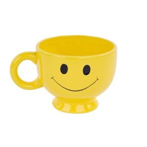 410CB3946YL0403 410CB3946YL0403 (BX 6) - Yellow 4 3/4"H × 3 3/4"W Ceramic Smiley Face Mug