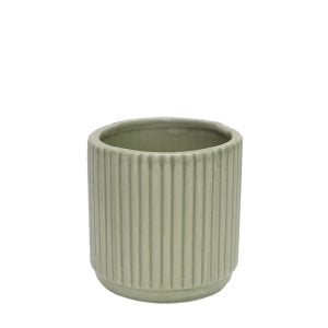 430A11238GR0303 430A11238GR0303 (EA) - Matte Sage 3"H × 3"DIA Dolomite Ribbed Loma Pot