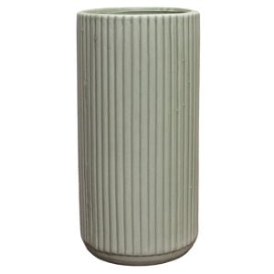 430A11240GR0804 430A11240GR0804 (EA) - Matte Sage 8"H × 4"DIA Dolomite Ribbed Loma Vase