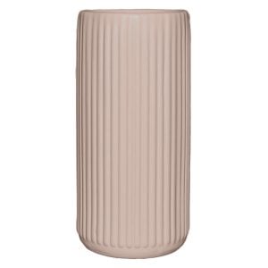 430A11240PK0804 430A11240PK0804 (EA) - Matte Pink 8"H × 4"DIA Dolomite Ribbed Loma Vase