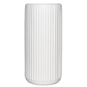 430A11240WH0804 430A11240WH0804 (EA) - Matte White 8"H × 4"DIA Dolomite Ribbed Loma Vase