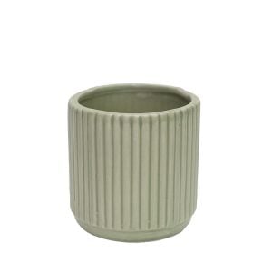 430A11241GR0505 430A11241GR0505 (EA) - Matte Sage 5 1/8"H × 5 1/8"DIA Dolomite Ribbed Loma Pot