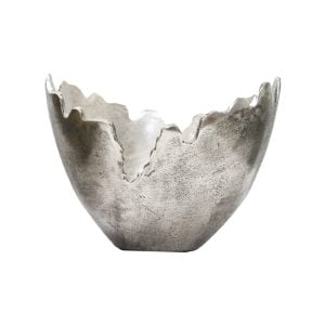 55032093SSV0609 (EA) - Antique Silver 6 3/4"H × 9 1/2"DIA Aluminum Jagged Edge Bowl