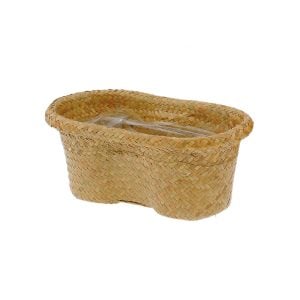 460088330BR0404 (EA) - Natural 4 1/2"H X 10"L X4 1/2"W Straw Roll Top Peanut Basket