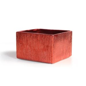 43CDG09RDRD040606 43CDG09RDRD040606 (EA) - Red 4"H ×6"SQ Metallic Etched Ceramic Cube