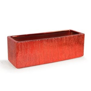 43CWB17RDRD041204 43CWB17RDRD041204 (EA) - Red 4"H ×12"L ×4"W Metallic Etched Ceramic Rectangle Planter