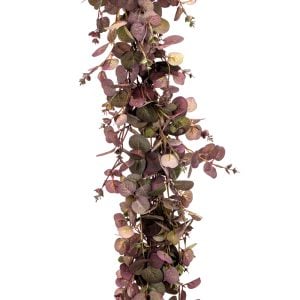 280S38616PU60 (EA) - Purple/Green 5'L Polyester Eucalyptus Garland