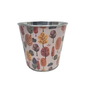350332933 350332933 (EA) - Cream 4"H × 4 1/2"DIA Metal Fall Forest Pot w/Liner