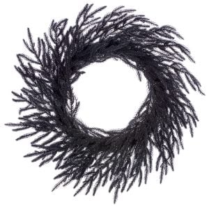 350AFW014 350AFW014 (EA) - Black 24"DIA Flocked Willow Pine Wreath