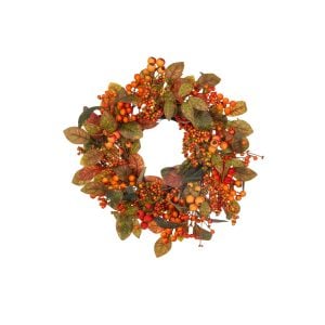 350H66781 350H66781 (EA) - Orange Mix 20"DIA Mixed Fall Foliage/Berry Wreath