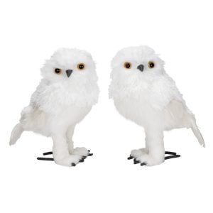 380H67041WH 380H67041WH (SET 2) - White 10"H Glittered Owls
