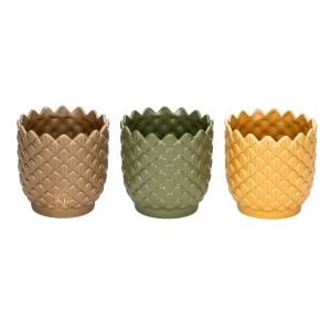 410A11259AS0404 410A11259AS0404 (SET 3) - Brown/Orange/Yellow 4 3/8"H × 4 3/4"DIA Pineapple Pots
