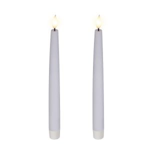 890480444WH 890480444WH (SET 2) - White/Warm White 9 1/2"H × 3/4"DIA Wax LED Taper Candles